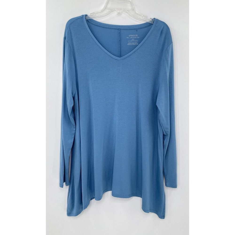 Chico’s Women’s Blue Cozy Lyocell Blend Tunic Top Size 2